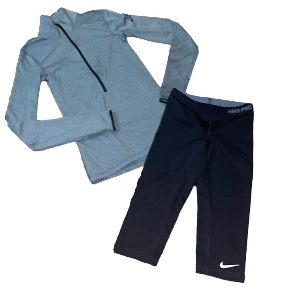 •NIKE• **like new**workout set… dri-fit 1/2 zip and capri legging size XS/S…
